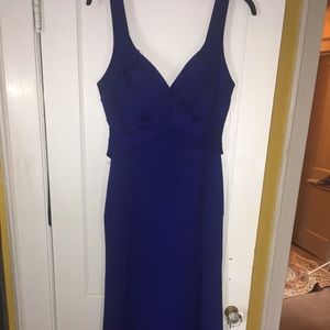 Blue single slit fit-n-flare dress